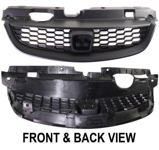 04-05 honda civic 2 door coupe black front grille grill & molding new