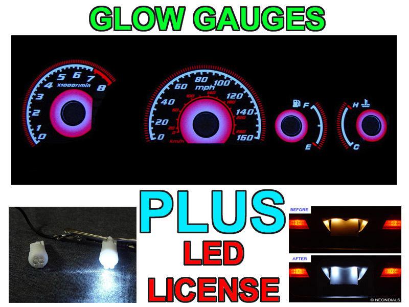 Type-r red glow 2001-2003 acura tl non type-s gauge faces + led license bulbs