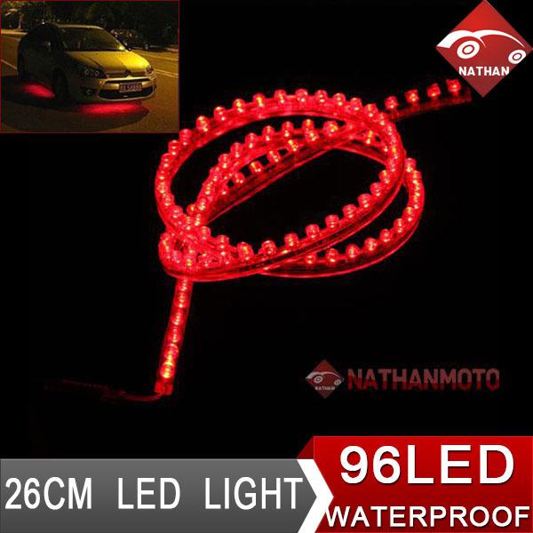Red 96cm 96led flexible waterproof neon strip light lamp bulb car auto new hot