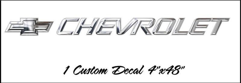 Custom chevy window brow, tailgate graphic decal non/oem - chevy chrome brow