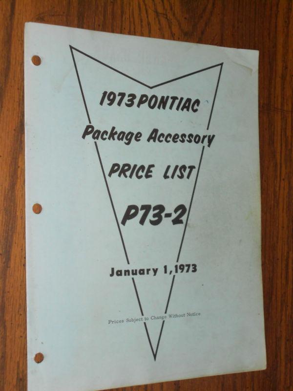 1973 pontiac accessories parts list catalog original firebird t/a and more 1/73