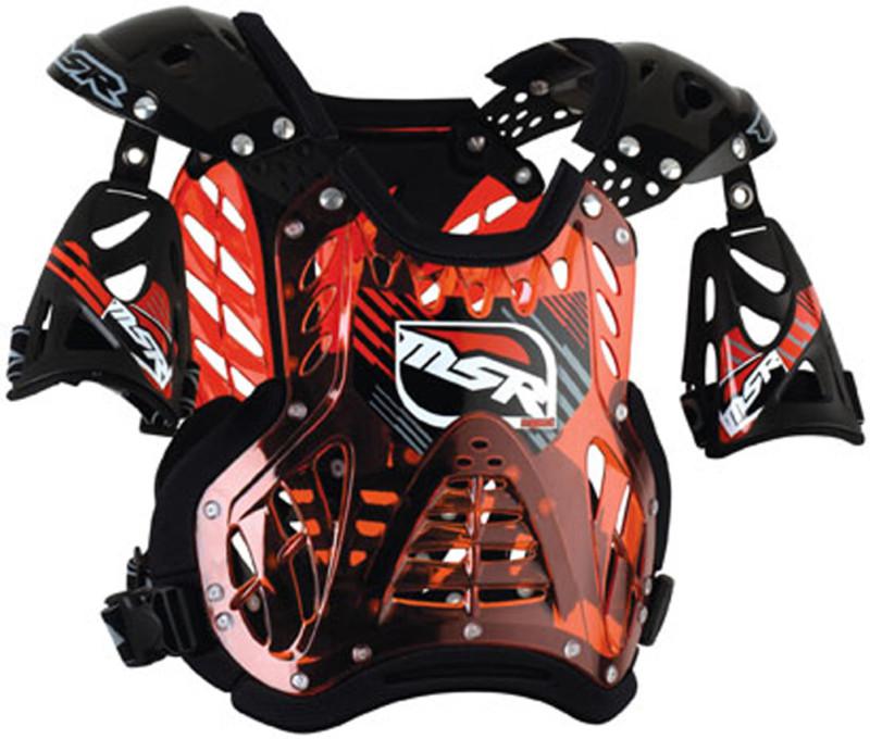 New msr impact youth motocross chest deflector, red/black, med/md