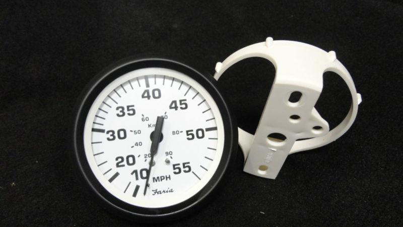 (fits 3.4" hole) speedometer gauge #32909/se9473 faria euro white style 55mph #4