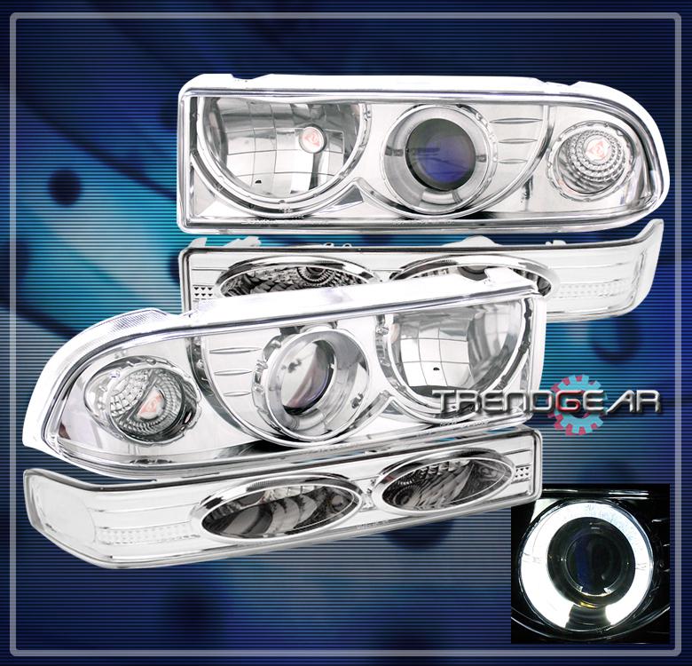 98-04 chevy blazer s10 halo projector headlight+bumper chrome 99 00 01 02 03 set