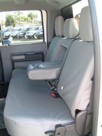 Exact seat covers: 2011-2013 ford f250-f550 rear 60/40 bench in gray twill