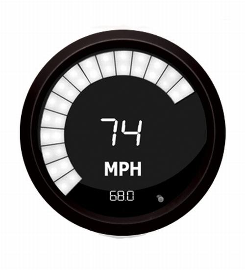 Digital speedometer with led sweep white w/ black bezel intellitronix m9222w usa