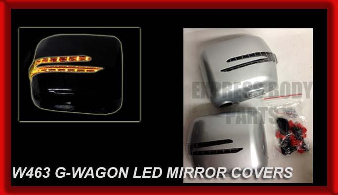 00-02 g63 style g-wagon w463 mirror covers with led signals g500 g55 silver 775