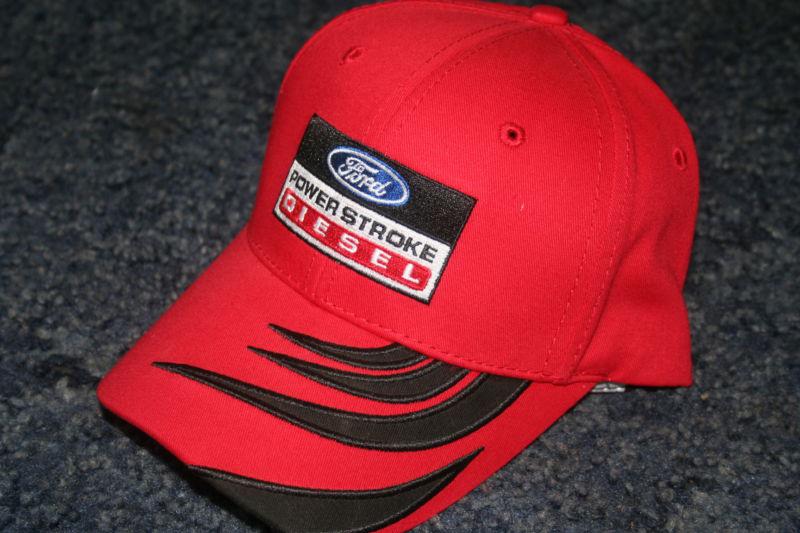 Red ball cap hat ford powerstroke diesel truck embroidered 4x4 international