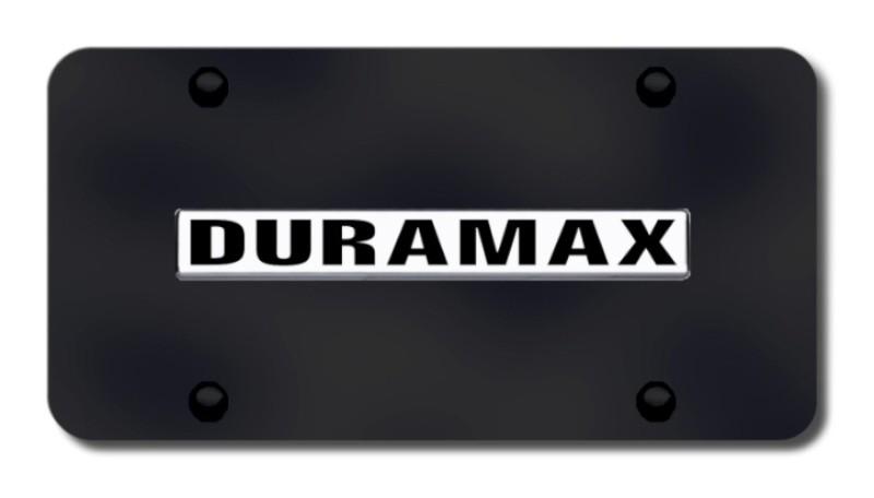 Gm duramax name chrome on black license plate made in usa genuine