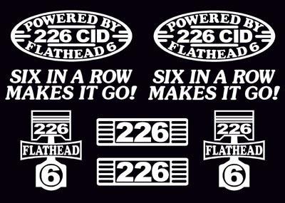 8 decal set 226 cid inline 6 engine straight flathead six emblem stickers i6