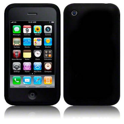 Black silicone rubber case cover for apple iphone 3g