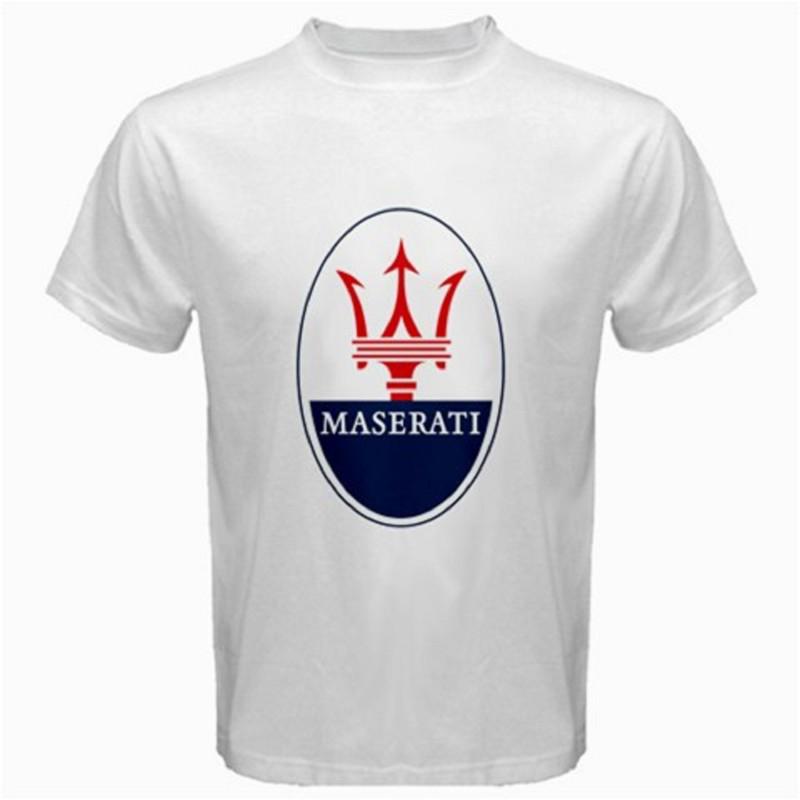 Maserati logo white men's t-shirt size s m l xl 2xl