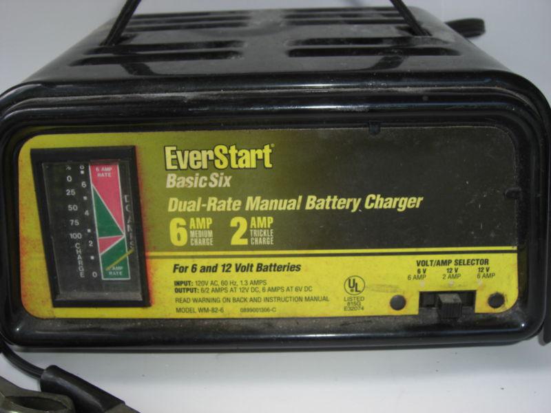 Everstart basic six dual rate manual battery charger 6 & 12 volt, auto marine