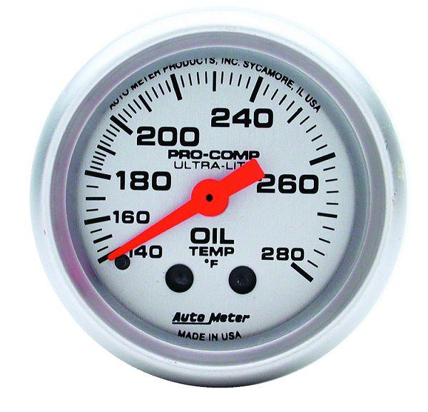 Auto meter 4341 ultra lite 2 1/16" mechanical oil temperature gauge 140-280˚f