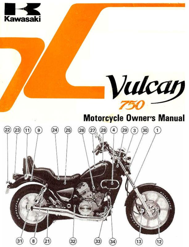 1993 kawasaki vulcan 750 motorcycle owners manual -vulcan 750 vn750a9-kawasaki