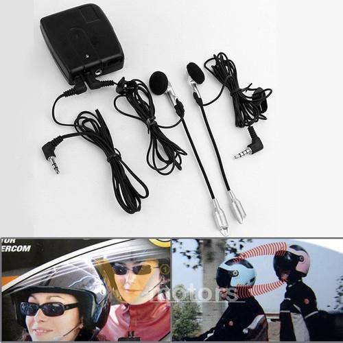 Motorcycle rider pillion helmet music audio intercom interphone set 2 headsets