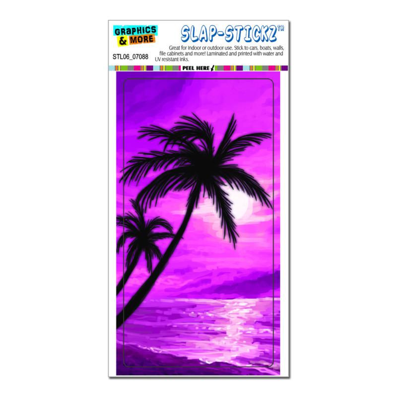Palm trees and sunset pink - beach tropical ocean - slap-stickz™ bumper sticker