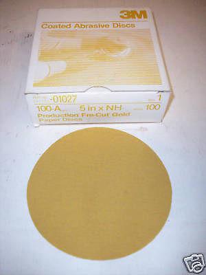 3m # 01027 - gold free cut - 5" discs - 100a grit-100 discs - new