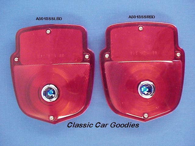 1953-1956 ford truck tail lights (2) blue dots stainless 1954 1955