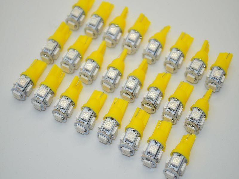 10x yellow amber t10 led 5smd license plate map dome light bulb side marker lamp