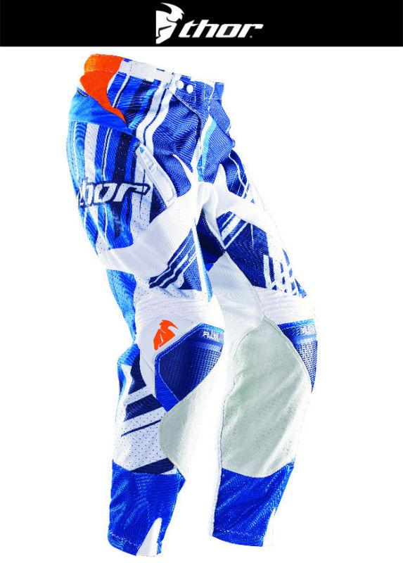 Thor flux shred blue orange sizes 28-38 dirt bike pants motocross mx atv 2014