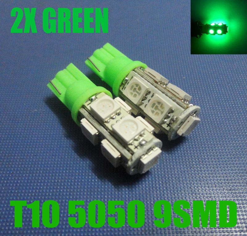 2x green 9-smd led t10 175 2821 168 194 2652 w5w 147 backup lamps bulbs #o15