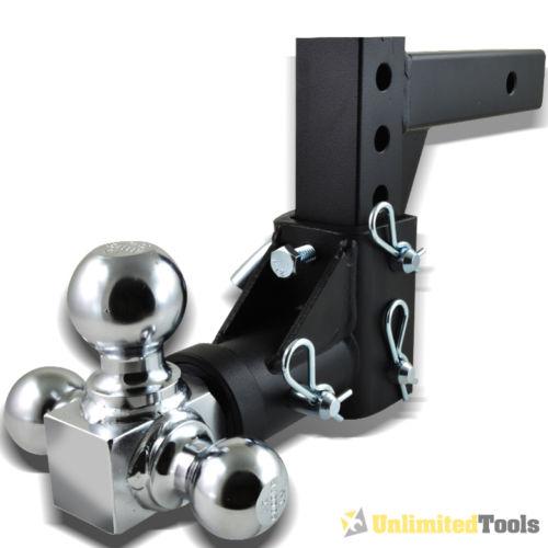 New tri-ball swivel adjustable trailer tow hitch mount 3 pins/balls 2" receivers