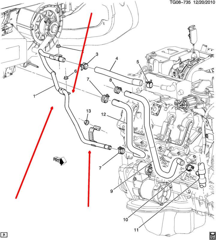 Heater pipe chevrolet express 2500 10 11 6.6l  gm 20959624