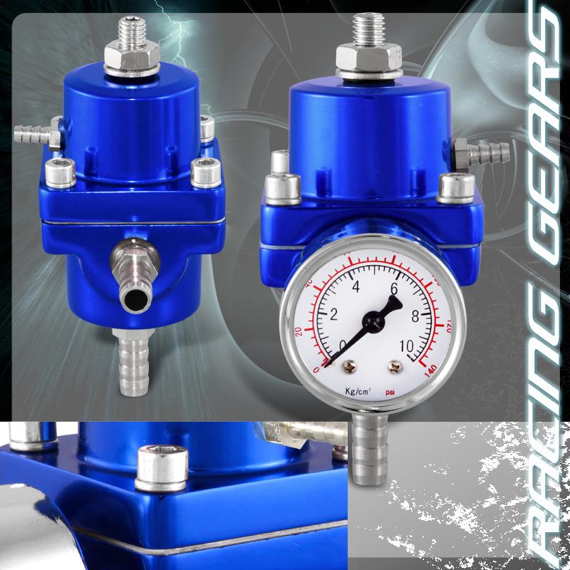 Universal jdm blue adjustable fpr fuel pressure regulator psi gauge gas hose kit