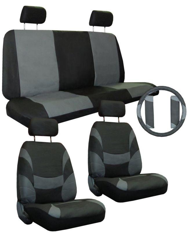Grey black xtreme car truck suv new seat covers pkg & more #4