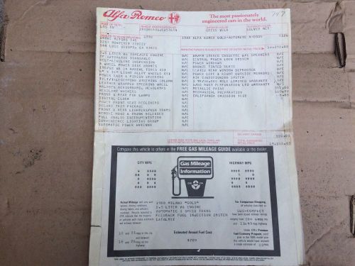 1988 alfa romeo milano 75 dealer show room options sticker price