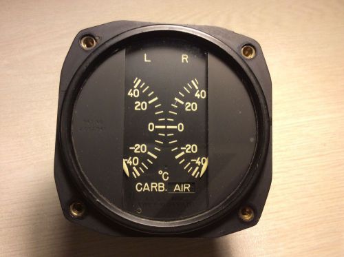 Aircraft dual carb air temp gauge indicator 24 vdc thomas a edison p/n 33208
