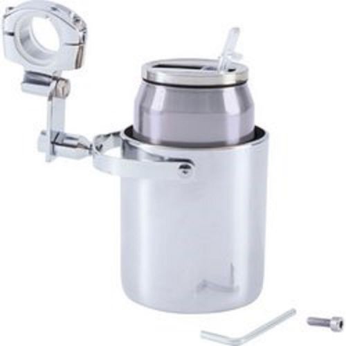 Diamond plate stainless steel motorcycle cup holder and vacuum bottle