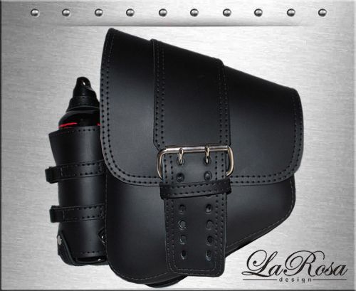 Larosa black leather big strap harley softail left saddlebag + fuel canister
