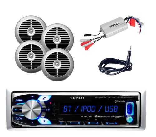 New outdoor bluetooth usb aux radio player w/4 silver speakers,800w amp,antenna