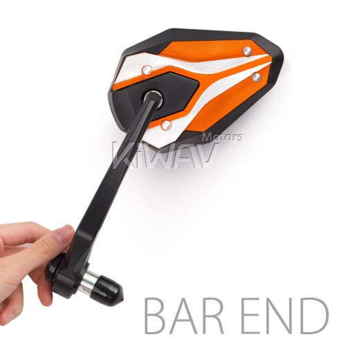 Bar end mirrors convex viper ii orange black for custom street road touring bike