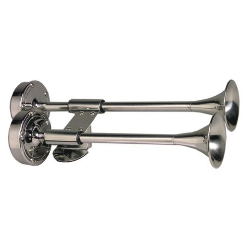Ongaro deluxe ss shorty dual trumpet horn - 12v -10012