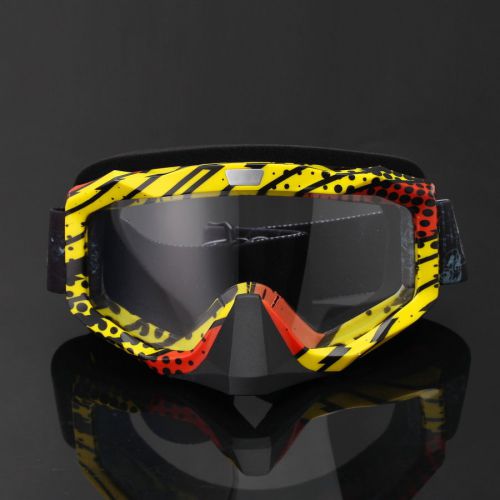 Yellow motorcycle motocross goggles off road dirt bike mtb glasses clear anti uv