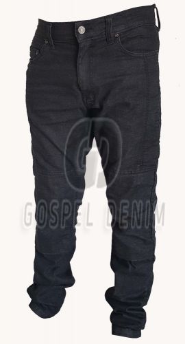 Motorbike stretch black jeans trouser skin fit with protectors lining