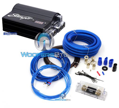 Pkg stinger spc505 5 farad capacitor &amp; 0 gauge ga amp wire install amplifier kit