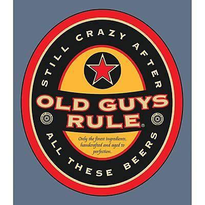 Old guys rule t-shirt cotton old guys rule/beer label lake men's medium ea