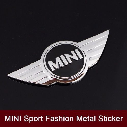 3d metal chrome mini coopers front hood rear badge emblem logo sticker 115x50mm