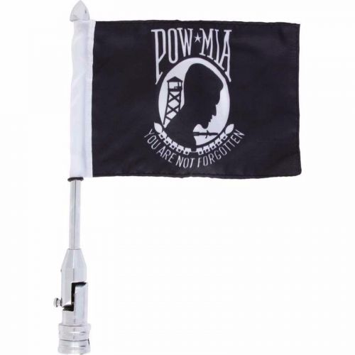 Motorcycle chrome universal flagpole pole mount pow mia flag banner