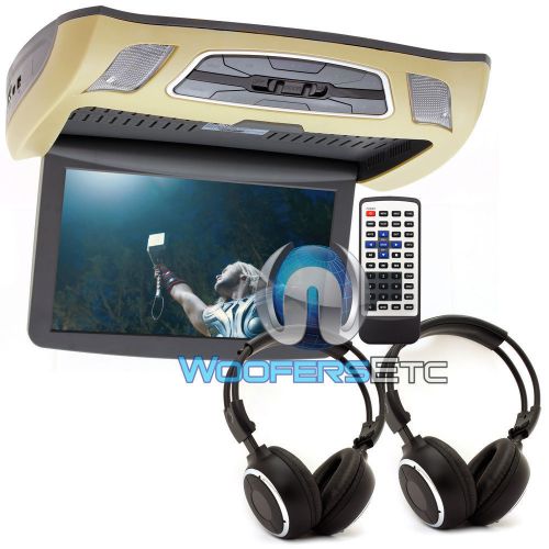 Soundstream vcm-103dac tan 10.3&#034; screen dvd usb sd flip down mount 2 headphones