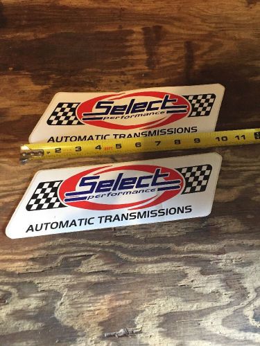 Pair of new select transmissions racing stickers / decals nhra
