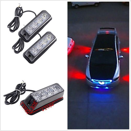 One pair 12v 4-led 4w red car strobe signal light beacon emergency safety lamps