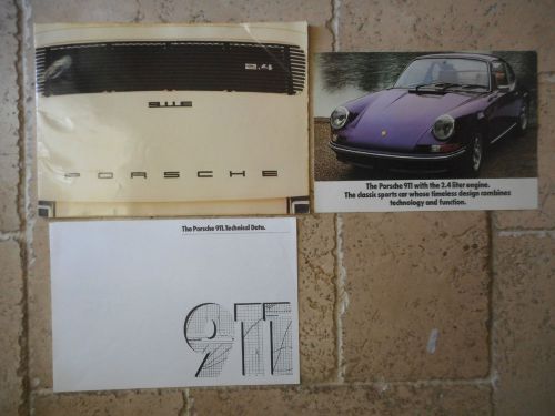 1973 porsche 911e 911t 911s factory brochure +technical data + 4 page brochure