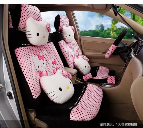 ** 20 piece black&amp;pink polka dot pretty hello kitty and bunny car seat covers **