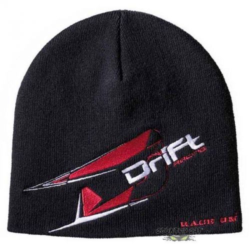 Drift racing men&#039;s race on beanie hat - black &amp; red - cotton/acrylic - 5243-508