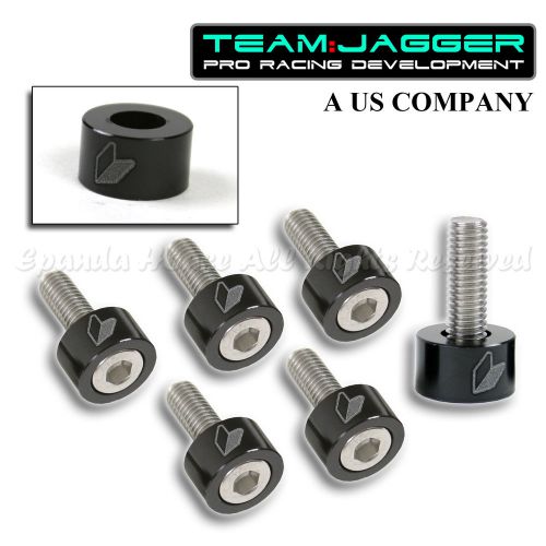 For 01-06 rsx dc5 jdm logo 6pc 8mm bolts header cup washers metal anodized black